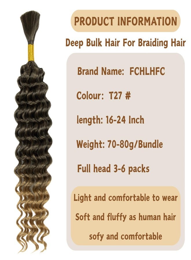 FCHLHFC Braiding Hair 300g 4 Bundles/Pack 18 Inch Deep Wave Bohemian Braids for Curly Braiding Hair No Weft Natural Color, Boho Braids Hair Water Wave（T27#） - Image 2